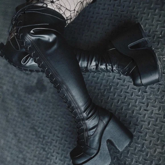 Demonia Camel 300 Thigh High Vegan Boots Dynamite-300 Vegan